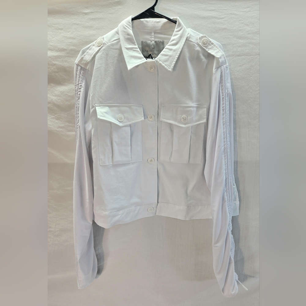 Anatomie Women's Size XL White Stassi Crop Button Jacket New With Tags
